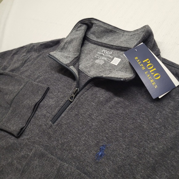 Polo Ralph Lauren 1/4 Zip Pullover Mens Large Gray Sweatshirt Stretch Golf Logo - Picture 1 of 10
